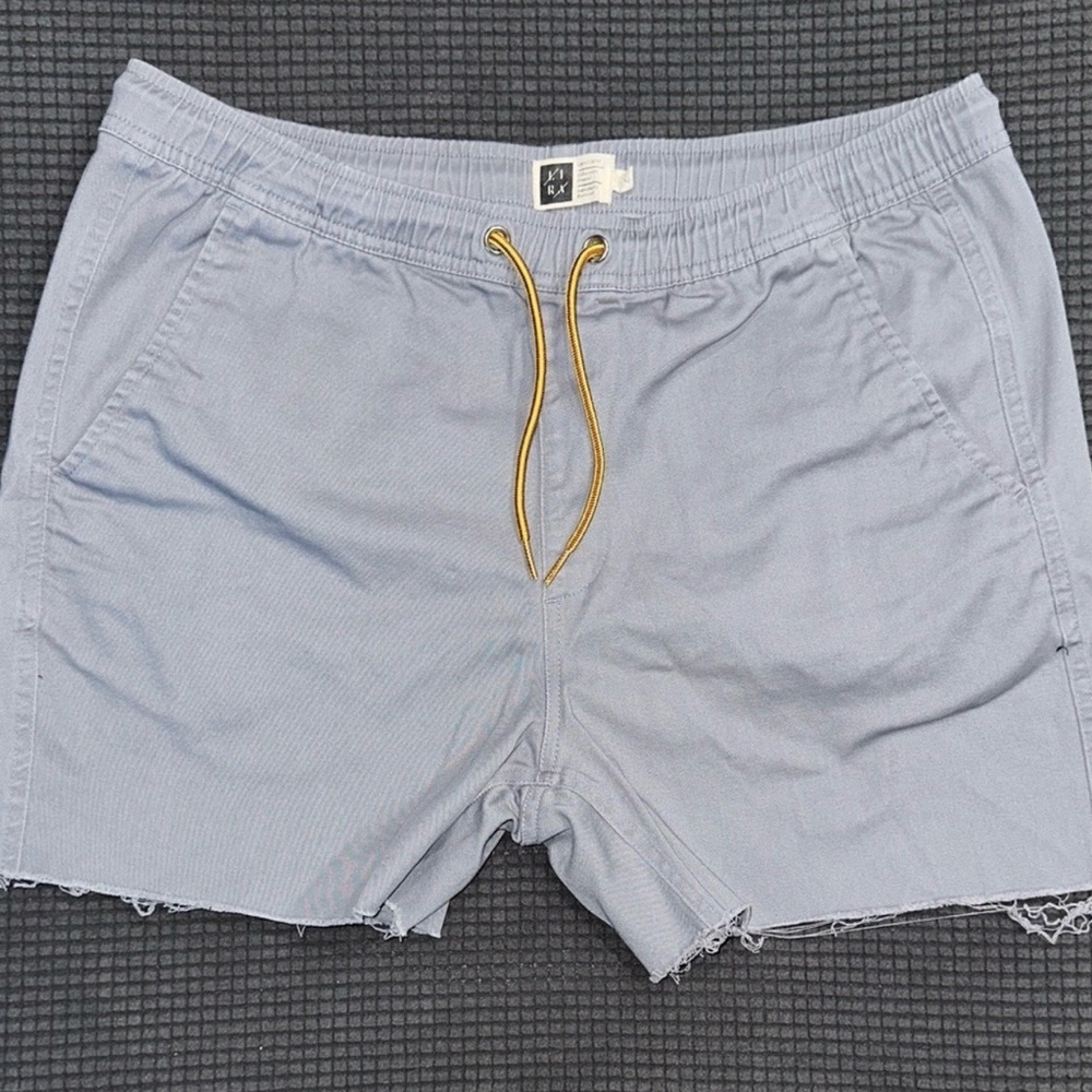 LIRA Large Light Blue Drawstring Shorts Elastic Waist Casual Frayed Hem